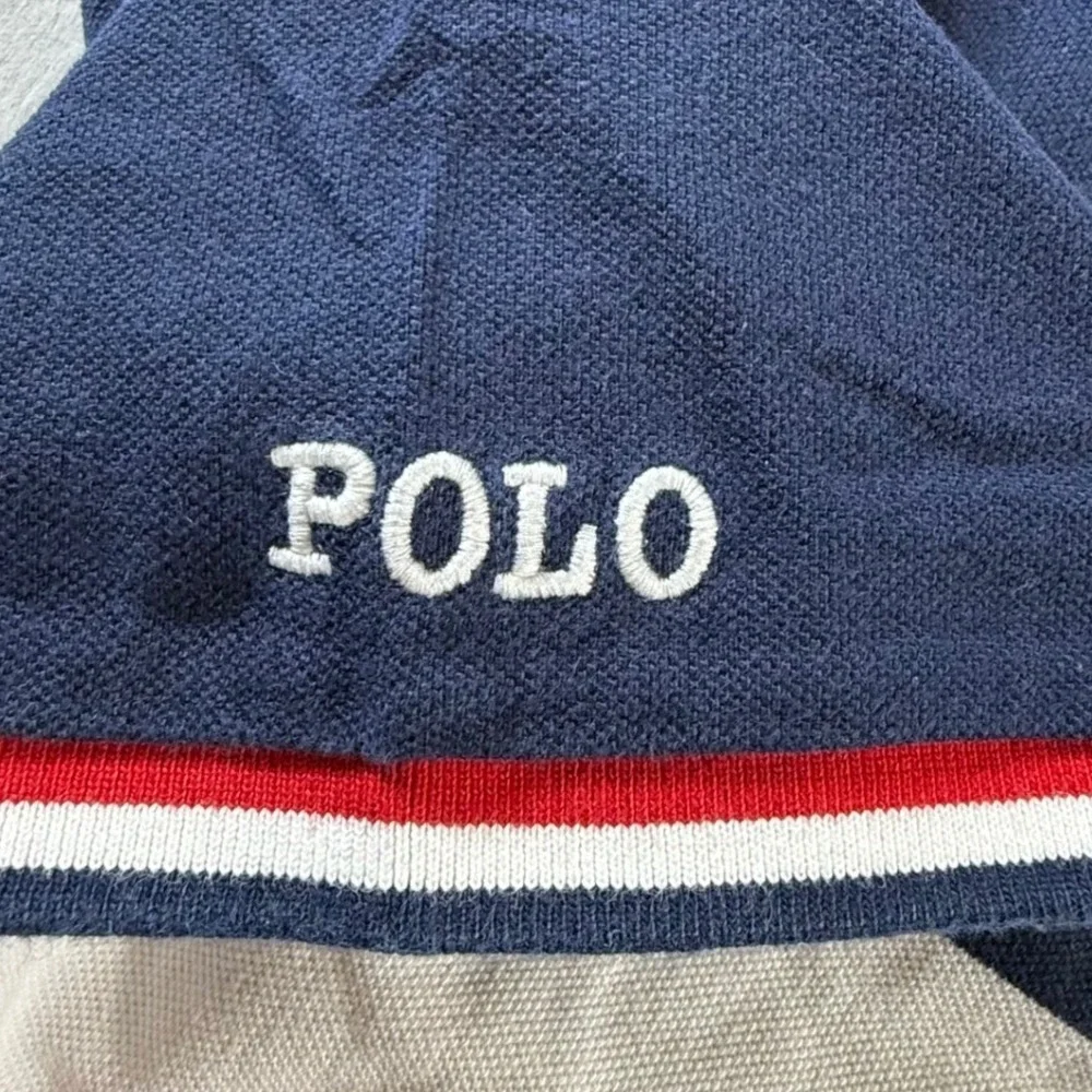 Polo Ralph‎ Lauren Hoodie Mens 2XL Navy Blue Red White Colorblock Short Sleeve